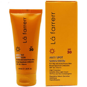 کرم ضد آفتاب و ضد لک بی رنگ پوست چرب SPF30 لافارر
